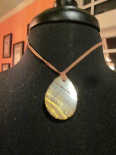 Brown Tear Drop Shape Stone Pendant 