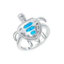 925 Sterling Silver Opal Turtle Ring Nickel Free, Anti Tarnish 