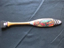 MED. CLASSIC NORTHWEST COAST DESIGN PADDLE, HALIBUT EFFIGY OAR,  WY-0523*07638