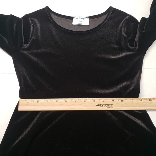 Old Navy Velvet Dress Girls Large 10-12 Black Long Sleeve Holiday Fit & Flare - Picture 5 of 21