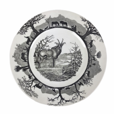 Wedgwood Kruger National Park Map Sable Antelope Animal Plate Charger 10 5/8'' 
