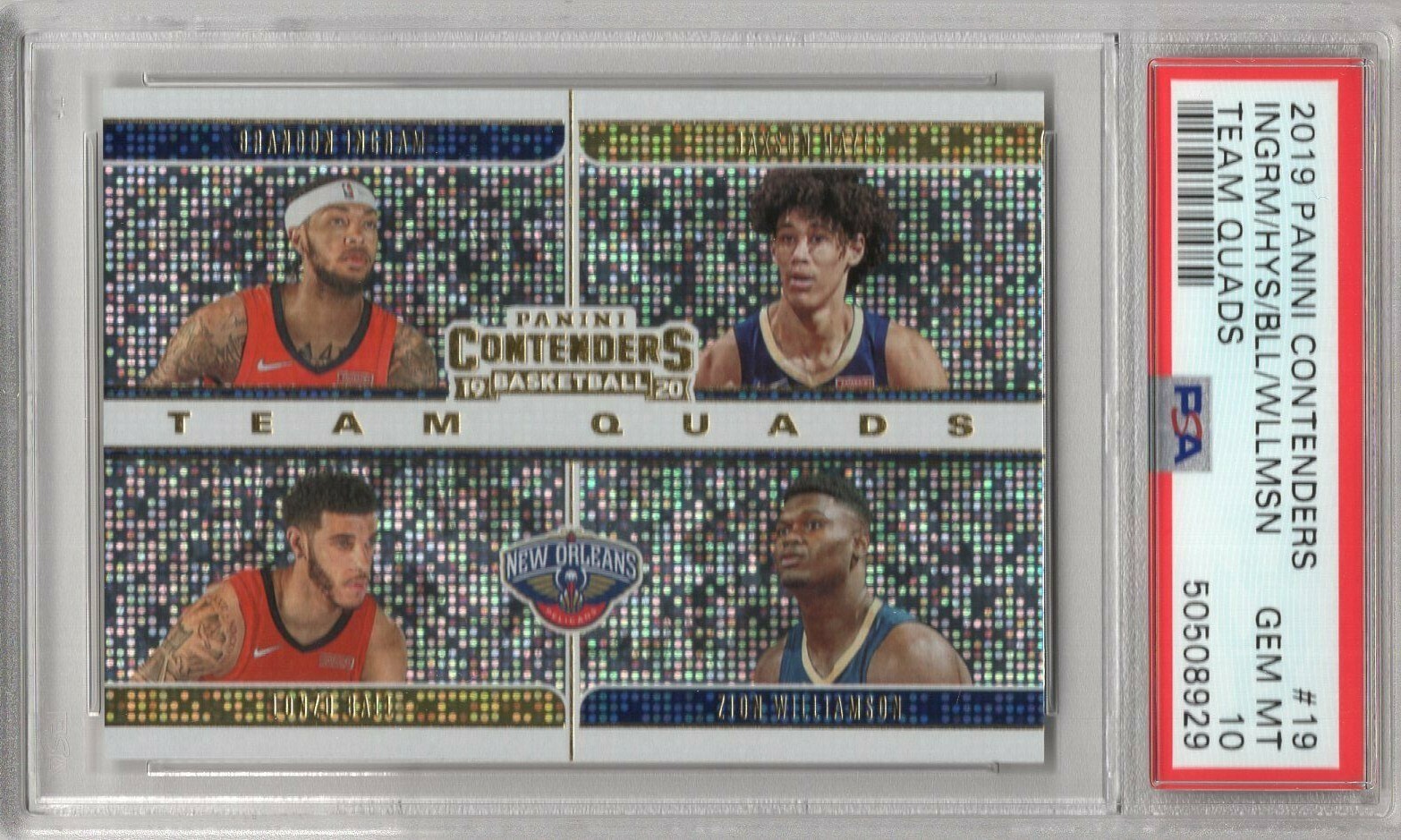 ZION WILLIAMSON 2019-20 PANINI CONTENDERS TEAM QUADS RC #19 PSA 10 GEM MINT