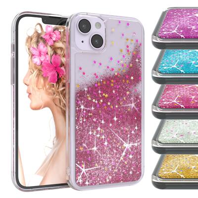 EAZY CASE für Apple iPhone 14 Plus Glitzer Hülle Flüssig Silikon Handyhülle TPU