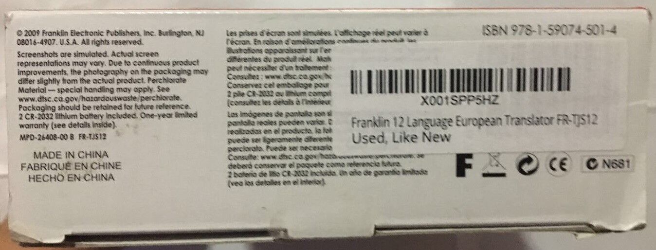 Franklin Tradutor europeu de 12 idiomas FR-TJS12