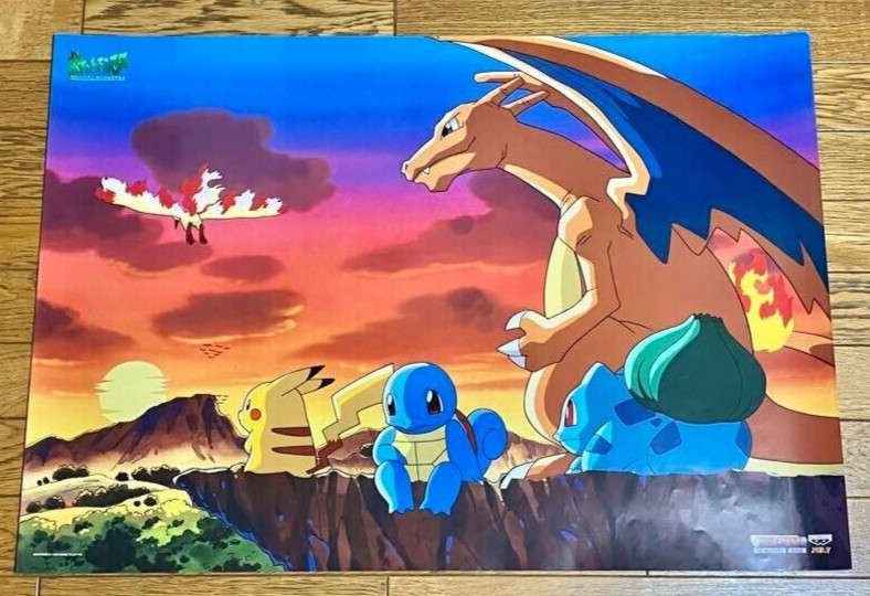 Póster De Colección Original Difícil de Encontrar Póster Pokemon Banpesto B2 1999 Casi Como Nuevo Japón
