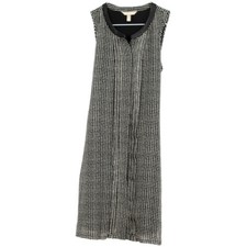 Banana Republic Black & White Houndstooth Sleeveless Dress With Faux Leather Tri