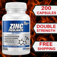 Zinc Picolinate 200 Caps 6 Month Supply ENHANCED ABSORPTION SUPERIOR ANTIOXIDANT