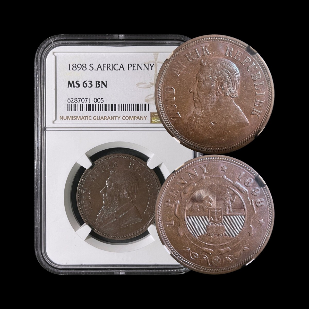 SOUTH AFRICA. 1898, 1 Penny - NGC MS63 - ZAR, Johannes Paulus