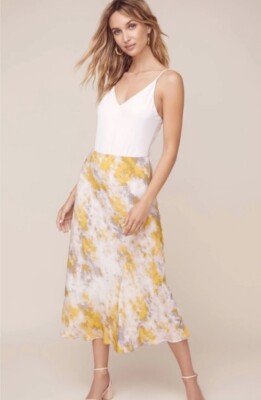 NWT $98 Anthropologie ASTR Blythe Tie-Dyed Bias Midi Skirt XS