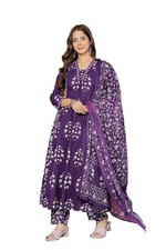 Women's Pure Cotton Block Printed Ethnic Wear Kurta Palazzo Pants  Dupatta Set