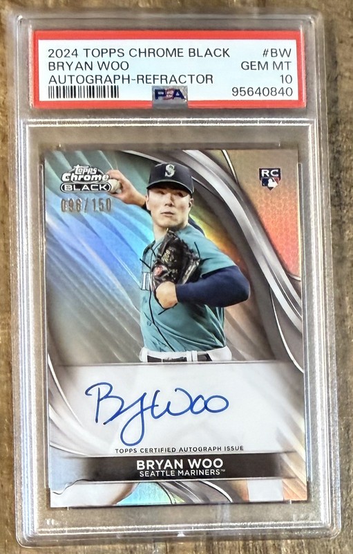 Topps Chrome /150 Bryan Woo AUTO REFRACTOR PSA 10💎POP 3 ROOKIE📈Mariners Ace