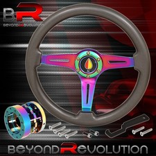 345mm 6 Bolt Steering Wheel Gunmetal Wood Extender Koriesha Horn Button 345mm 6 Bolt Steering Wheel Gunmetal Wood Extender Koriesha Horn Button