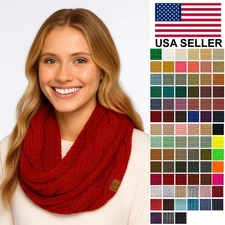 C.C Women’s Stylish Winter Soft Warm Cozy Cable Knit Circle Loop Infinity Scarf