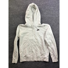 Nike Pullover Hoodie Womens Small White Fleece Embroidered Logo Sportswear