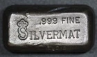 Vintage Silvermat 2nd Gen. 5.00 oz Poured Silver Ingot Bar W/ Weight Stamp #930