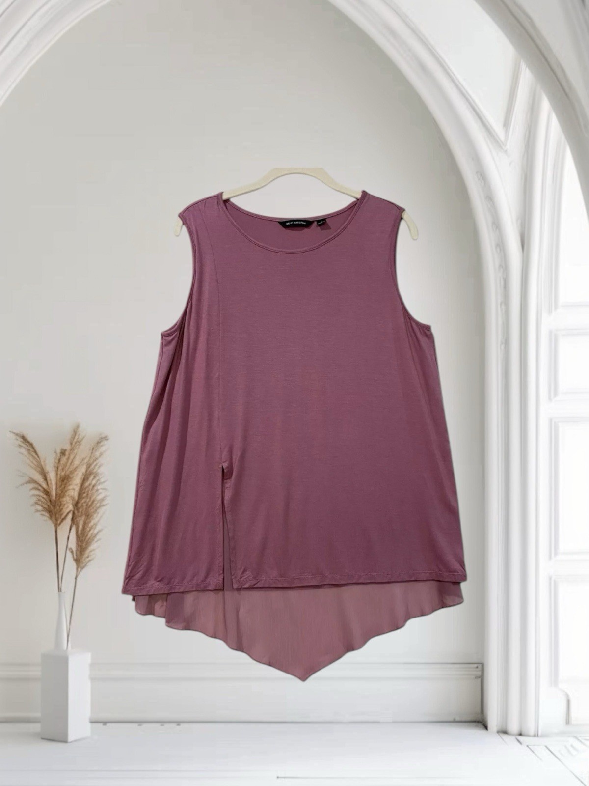 H By Halston Sleeveless Layered Tunic Top Women’s Size Medium Soft Jersey Knit
