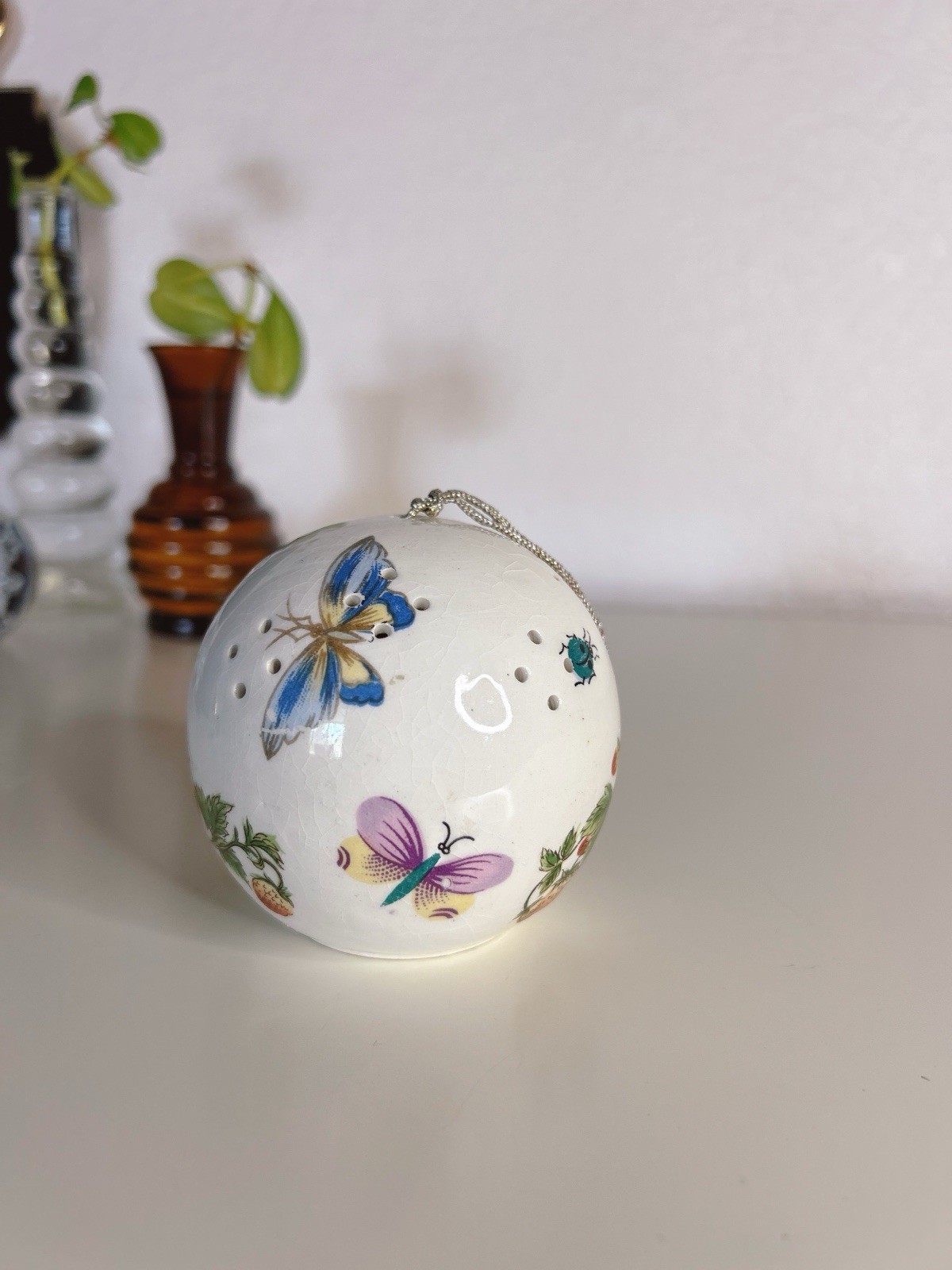 Vintage Pomander Potpourri Butterfly, Ladybug & Strawberry Ornament