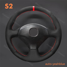 Black Suede Steering Wheel Cover Stitching Wheel Wrap For Acura Rsx 2002-2006 A