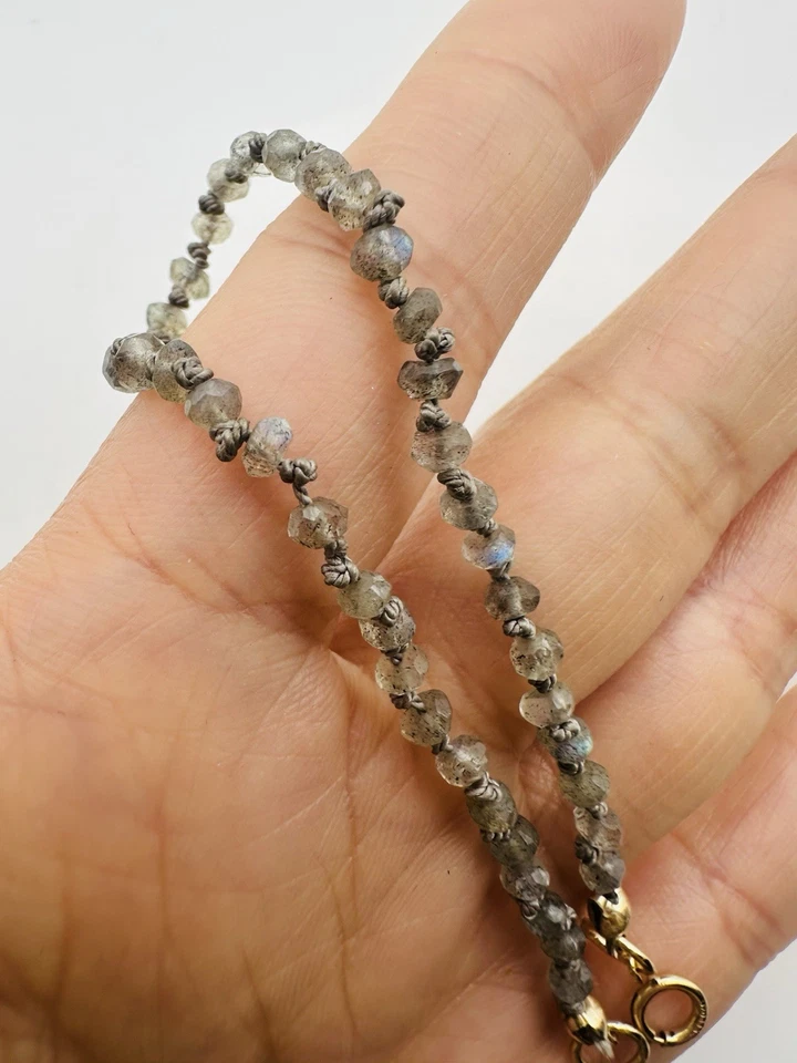 14k Gold Filled Natural Labradorite Beaded Bracelet 7.5” - Image 2 of 3