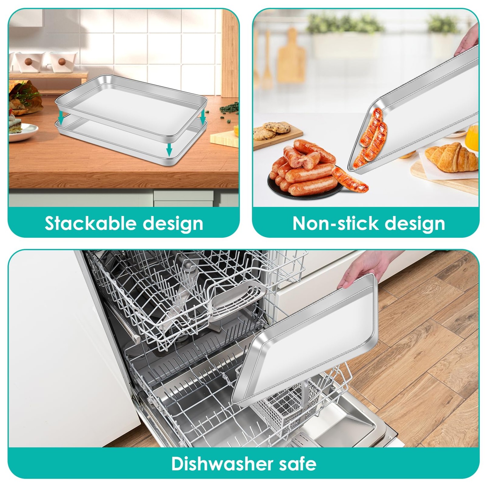 New Best Baking Sheet with Rack Set 2 Pans + 2 Racks Stainless Steel Cookie