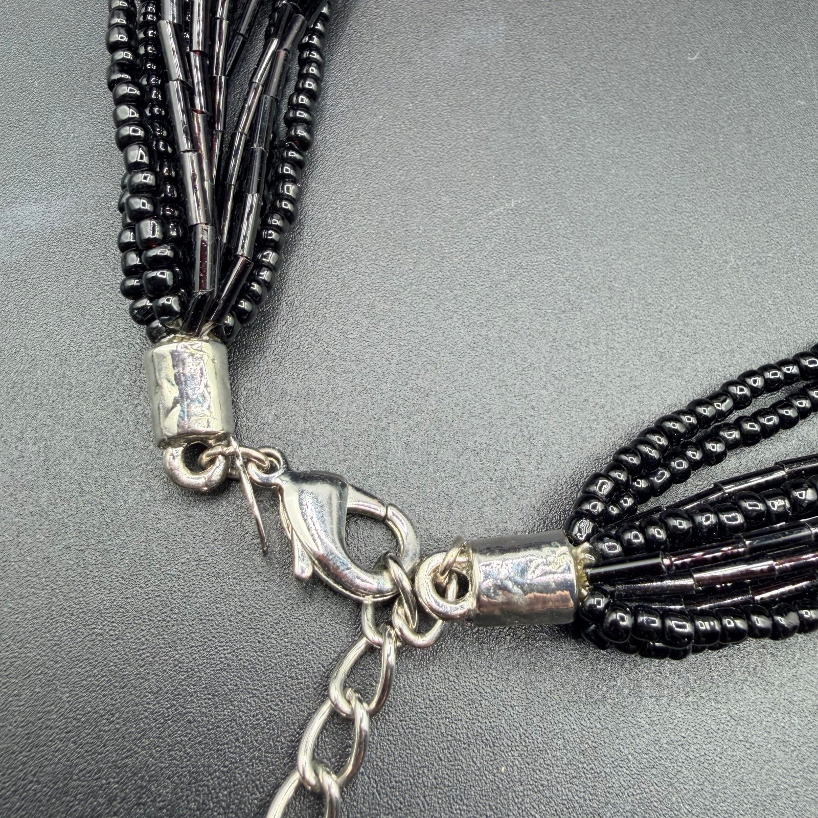 Chico’s Multi Strand Beaded Statement Necklace Bl… - image 12