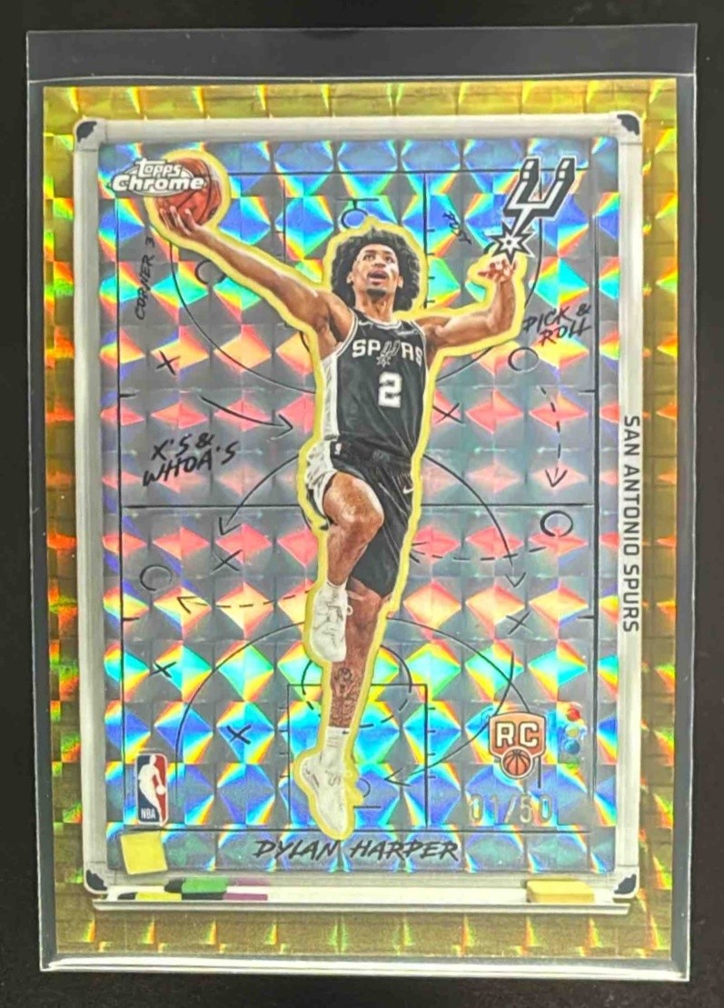 2025-26 Topps Chrome Dylan Harper X's and Whoa's RC Geometric Gold Refractor /50