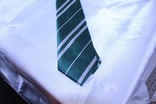 Green  White Stripe Neck Tie 55" long x 2 1/4" wide at bottom