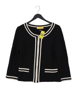 St.John Damen Strickjacke M schwarz Wolle mit Viskose, Nylon Rundhals Cardigan