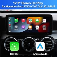 12.3" Stereo CarPlay for Mercedes-Benz W205 C300 GLC 2015-2018 +BT GPS Navigator