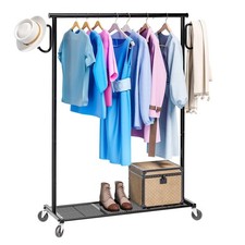 Heavy Duty Clothing Clothes Rack on Wheels Portable Wardrobe Garment Rack