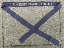 WW2 Kriegsmarine Cap Band Mine Search Half Flotilla Original Uniform Cap Excellent