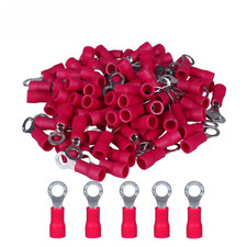 100-1000PCS Pre-insulated 22-16AWG Cable Wire Connector 8 4mm Ring Terminals US