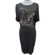 Versace Jeans Couture Gold-Tone Print Fitted Short Sleeve Dress Size 6