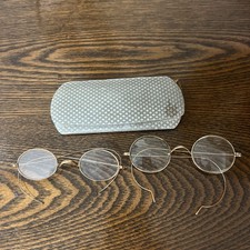 Antique Gold Filled Eyeglass Frames and Case Wire Rim Oval Round Spectacles CT