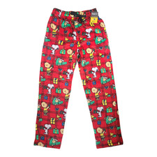 Peanuts Snoopy Santa Christmas Pajama Pants Medium Red Lounge Sleepwear NWT