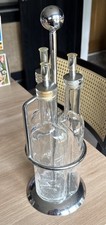 Italian Collection Clear 3 Piece Oil and Vinegar Set On Rack B21