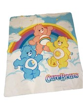 Vintage 2003 Carebears Fleece Blanket 4x5 Bedtime Bear  Funshine Bear  Cheer Bear