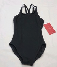 Capezio Double Strap Camisole Leotard Black Scoop Neck Double Crisscross SZ SC
