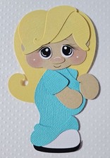 Pregnant Mommy Blonde Hair Teal Blue. Scrapbook, Card Making Paper Piecing