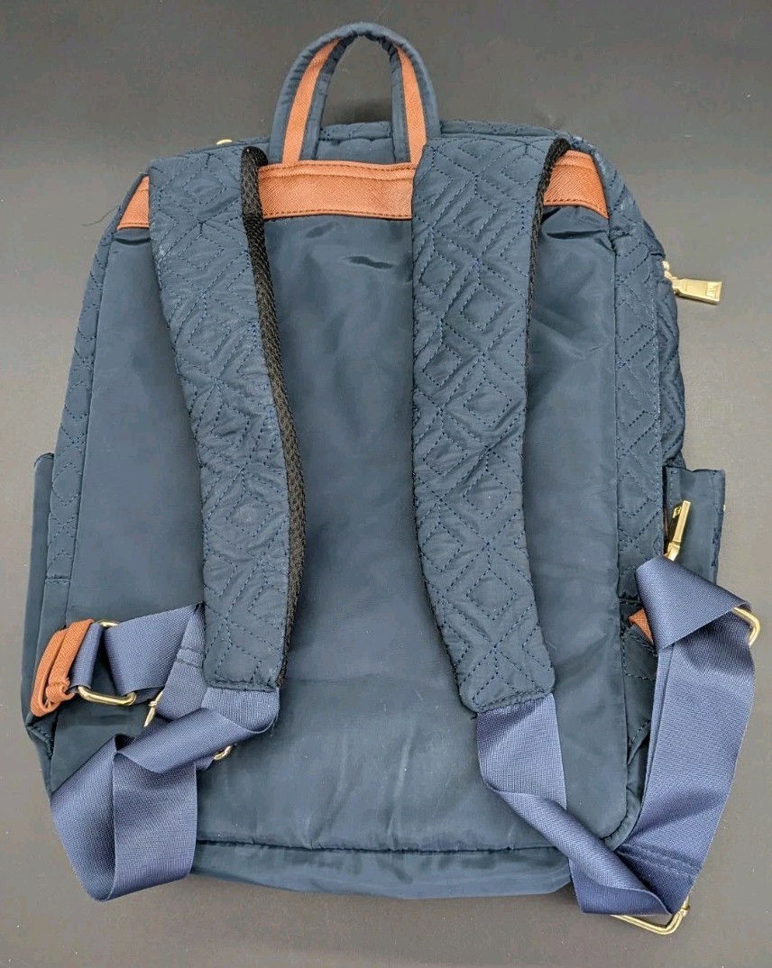 adrienne vittadini quilted backpack with laptop sleeve charcoal grey Adrienne Vittadini Quilted Nylon Backpack w/Laptop Sleeve, Blue