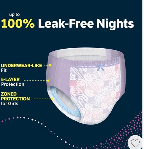 Goodnites Girls' Nighttime Bedwetting Underwear, Size Large (68-95 lbs), 75 Ct - Picture 3 of 3