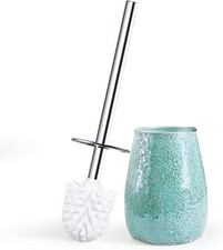 Turquoise Green Brush and Holder Set Mosaic Glass  Non-Rustic Stainless Stee...