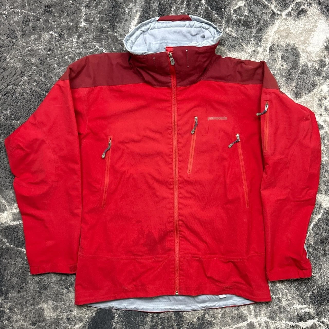 Patagonia White Smoke Jacket Mens Medium Red Full Zip Softshell Ski 29652 Snow