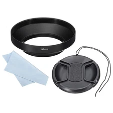 55mm Lens Hood, Wide Angle Anti-reflective Hood with 77mm Lens Cap and Cloth