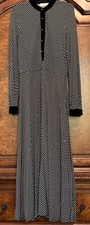 Tory Burch Anja Dress Size Small Black jazz Dot Print BLK Velvet Trim
