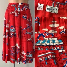 Vintage Pendleton Novelty Print Paris Theme Pleated Skirt Size 6 Waist 28  MINT