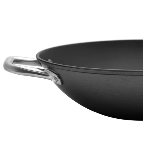 IMUSA Wok 14 in. Cooking Surface Light Cast Iron Extended Stainless Steel Handle - Picture 3 of 7