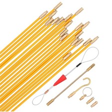25FT Fiberglass Fish Tape Wire Puller Kit w 5 Attachments Carry Case