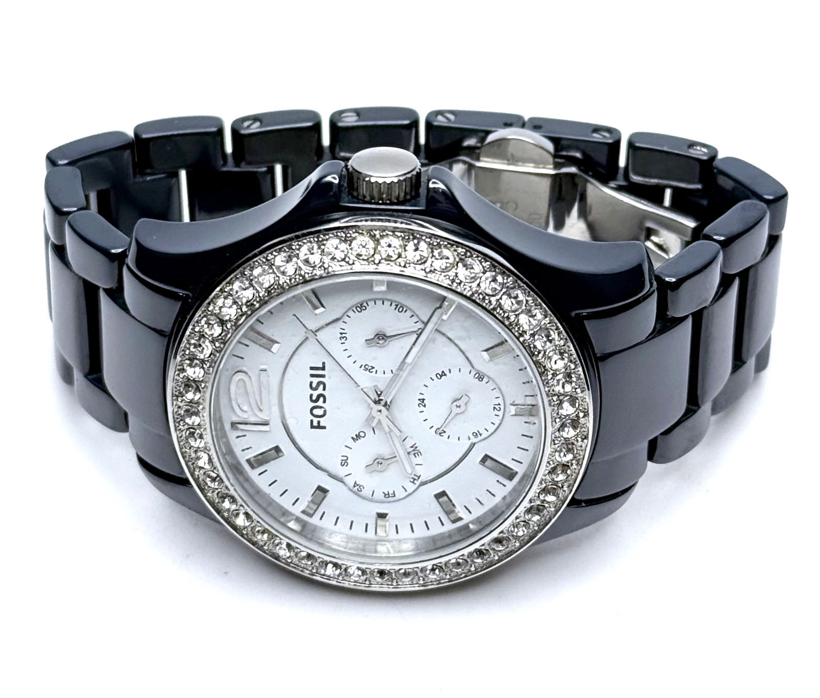 FOSSIL RILEY CE1045 MULTI-FUNCTION BLUE CERAMIC B… - image 2