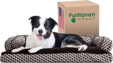 Furhaven Pillow Dog Bed for Large/Medium Dogs W/ Removable Bolsters  Washable C